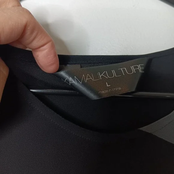 Kamali Kulture Black Gray Stripe Maxi Dress L Modern Glam Elegant Sleek Chic - Picture 3 of 8